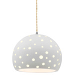 Perforated Globe Beige Twist Cord Pendant - Brushed Nickel / Bisque