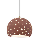 Perforated Globe White Cord Pendant - Antique Brass / Canyon Clay