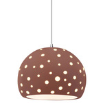 Perforated Globe White Cord Pendant - Polished Chrome / Canyon Clay