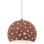 Perforated Globe White Cord Pendant - Dark Bronze / Canyon Clay