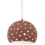 Perforated Globe Beige Twist Cord Pendant - Matte Black / Canyon Clay