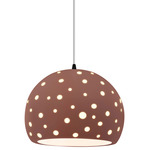 Perforated Globe White Cord Pendant - Matte Black / Canyon Clay
