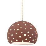 Perforated Globe Beige Twist Cord Pendant - Brushed Nickel / Canyon Clay