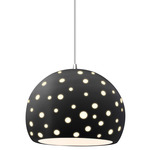 Perforated Globe White Cord Pendant - Polished Chrome / Carbon