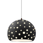 Perforated Globe White Cord Pendant - Dark Bronze / Carbon