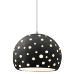 Perforated Globe White Cord Pendant - Brushed Nickel / Carbon