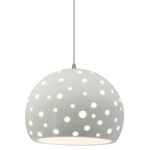 Perforated Globe White Cord Pendant - Antique Brass / Matte White