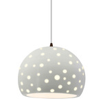 Perforated Globe White Cord Pendant - Dark Bronze / Matte White