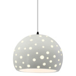 Perforated Globe White Cord Pendant - Matte Black / Matte White