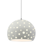 Perforated Globe White Cord Pendant - Brushed Nickel / Matte White