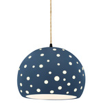 Perforated Globe Beige Twist Cord Pendant - Matte Black / Midnight Sky