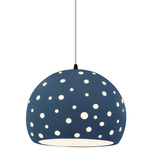 Perforated Globe White Cord Pendant - Matte Black / Midnight Sky