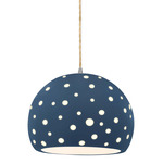 Perforated Globe Beige Twist Cord Pendant - Brushed Nickel / Midnight Sky