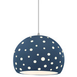 Perforated Globe White Cord Pendant - Brushed Nickel / Midnight Sky