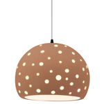Perforated Globe White Cord Pendant - Matte Black / Adobe