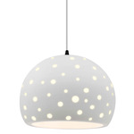 Perforated Globe White Cord Pendant - Matte Black / Bisque