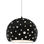 Perforated Globe White Cord Pendant - Matte Black / Carbon