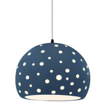 Perforated Globe White Cord Pendant - Matte Black / Midnight Sky
