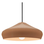 Radiance Crease Large Stem Hung Pendant - Matte Black / Adobe