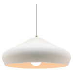 Radiance Crease Large White Cord Pendant - Antique Brass / Bisque
