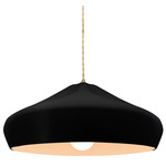 Radiance Crease Large Beige Twist Cord Pendant - Antique Brass / Carbon