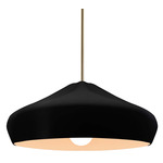 Radiance Crease Large Stem Hung Pendant - Antique Brass / Carbon