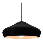Radiance Crease Large Stem Hung Pendant - Polished Chrome / Carbon