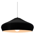 Radiance Crease Large White Cord Pendant - Brushed Nickel / Carbon