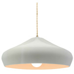 Radiance Crease Large Beige Twist Cord Pendant - Antique Brass / Matte White