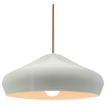 Radiance Crease Large Stem Hung Pendant - Antique Brass / Matte White