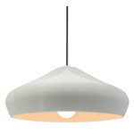 Radiance Crease Large Stem Hung Pendant - Polished Chrome / Matte White
