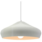 Radiance Crease Large White Cord Pendant - Polished Chrome / Matte White