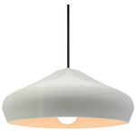 Radiance Crease Large Stem Hung Pendant - Matte Black / Matte White