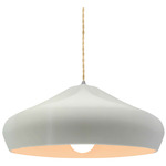Radiance Crease Large Beige Twist Cord Pendant - Brushed Nickel / Matte White
