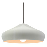Radiance Crease Large Stem Hung Pendant - Brushed Nickel / Matte White