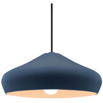 Radiance Crease Large Stem Hung Pendant - Matte Black / Midnight Sky