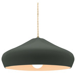 Radiance Crease Large Beige Twist Cord Pendant - Antique Brass / Pewter Green