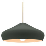 Radiance Crease Large Stem Hung Pendant - Antique Brass / Pewter Green