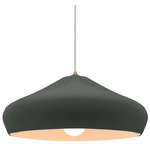Radiance Crease Large White Cord Pendant - Antique Brass / Pewter Green