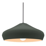 Radiance Crease Large Stem Hung Pendant - Polished Chrome / Pewter Green