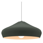 Radiance Crease Large White Cord Pendant - Polished Chrome / Pewter Green