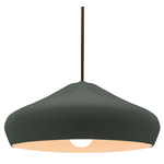 Radiance Crease Large Stem Hung Pendant - Dark Bronze / Pewter Green