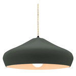 Radiance Crease Large Beige Twist Cord Pendant - Matte Black / Pewter Green