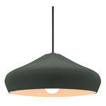 Radiance Crease Large Stem Hung Pendant - Matte Black / Pewter Green