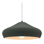Radiance Crease Large White Cord Pendant - Matte Black / Pewter Green