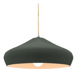Radiance Crease Large Beige Twist Cord Pendant - Brushed Nickel / Pewter Green