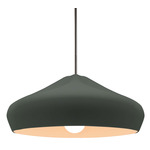 Radiance Crease Large Stem Hung Pendant - Brushed Nickel / Pewter Green