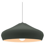 Radiance Crease Large White Cord Pendant - Brushed Nickel / Pewter Green