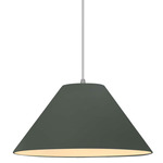Radiance Avola White Cord Pendant - Brushed Nickel / Pewter Green