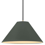 Radiance Avola Black Cord Pendant - Antique Brass / Pewter Green